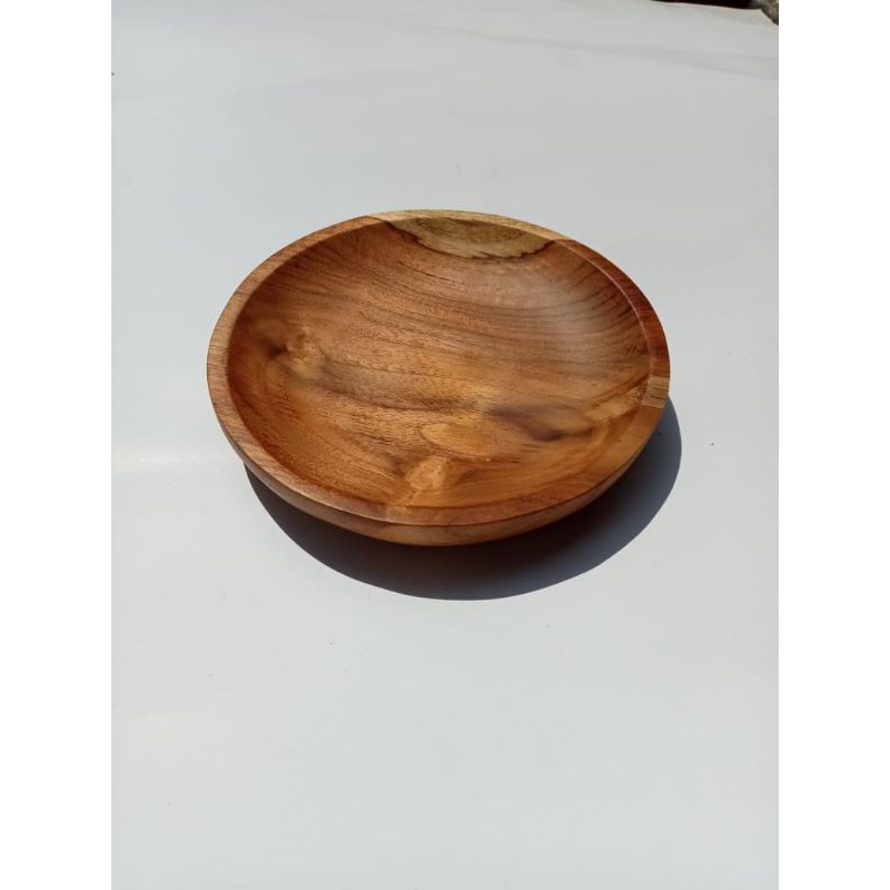 piring bulat kayu jati 15cm