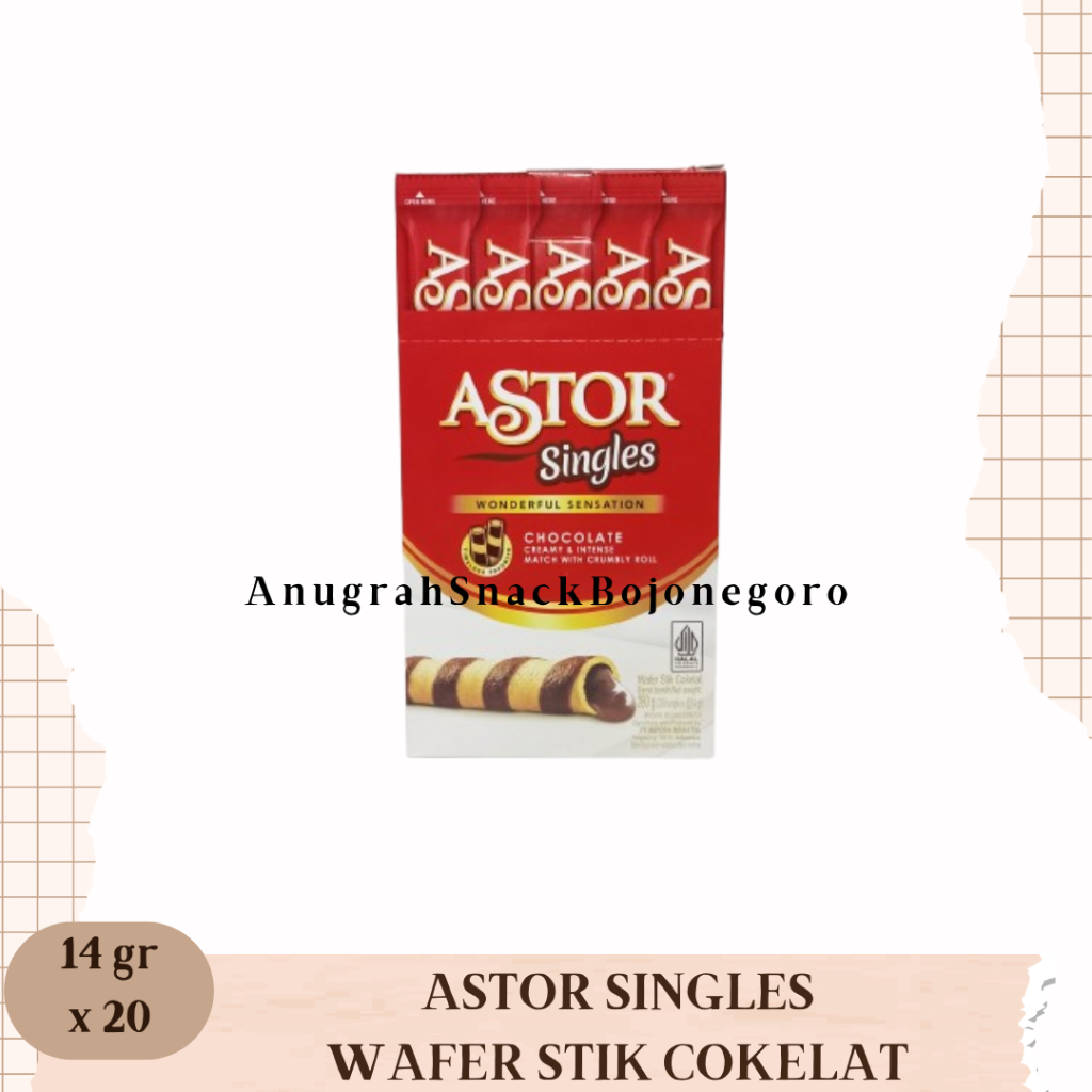 

Astor Singles Wafer Stik Cokelat 14gr x 20