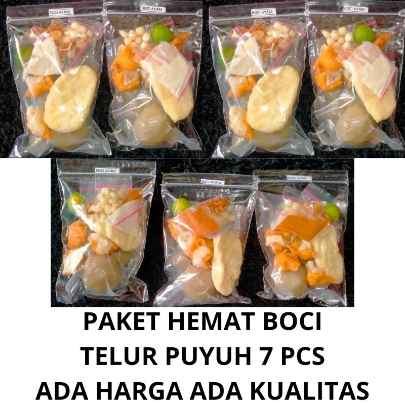 

paket hemat baso aci telur puyuh 7 pcs / boci termurah / baso aci chili oil / boci chili oil / chili oil