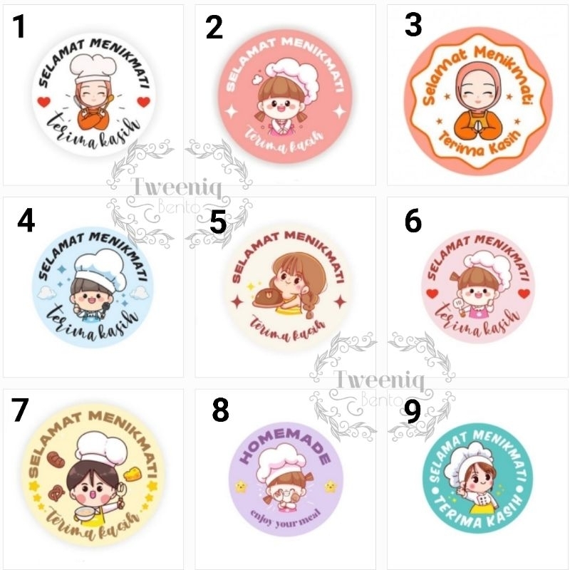 

500pc Stiker sticker Selamat menikmati terima kasih Thank you Homemade bulat lucu bagus unik laris