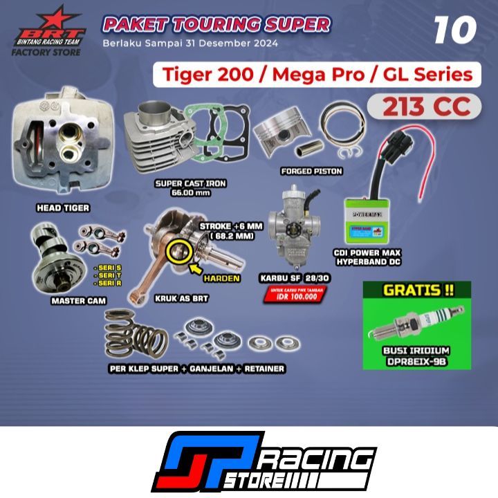 Paket Bore Up Tiger/Mega Pro Primus/GL-Head-Blok Piston-CDI-Cam-Kruk As-Karbu-BRT Paket Touring 10