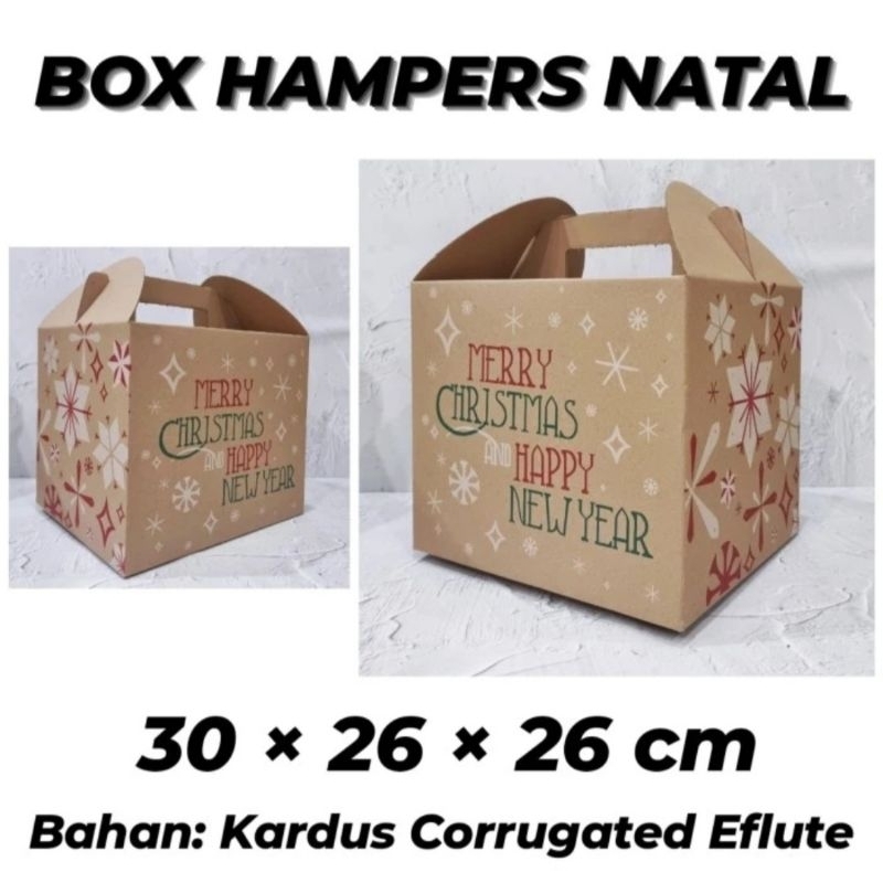

(MIN ORDER 5 PCS) BOX HAMPERS PARCEL NATAL LEBARAN 30x26x26 / GABLE BOX / DUS HANDLE / KOTAK KADO / GIFT BOX