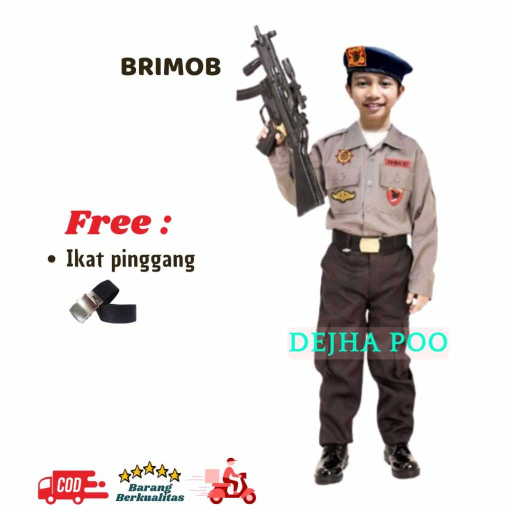 baju brimob anak laki-laki seragam polisi anak laki-laki baju profesi polisi anak pakaian anak laki-