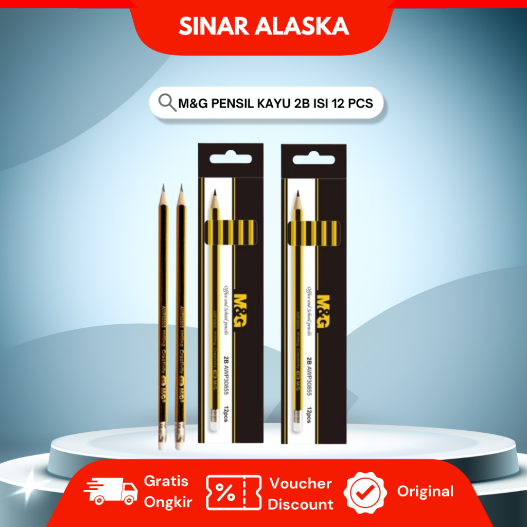 

M&G Pensil 2B Plus Hexagonal Penghapus Desain Classic Warna Garis Kuning Hitam