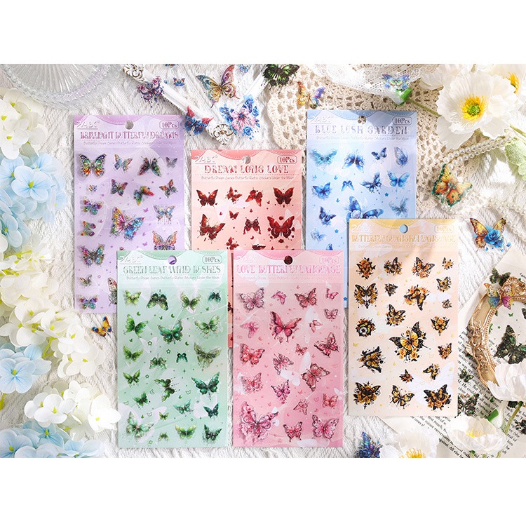 

10lbr Stiker Butterfly Under the Moon Stiker Kupu Kupu PET Butterfly Sticker Pack Stiker Pack Kupu Kupu