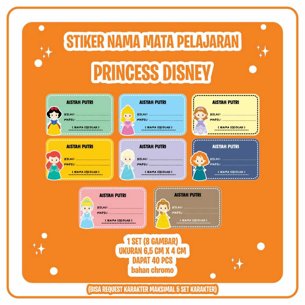 

STIKER LABEL NAMA PELAJARAN KARAKTER ISI 40PCS | STIKER LABEL NAMA ANAK | STIKER KARAKTER CANTIK MURAH