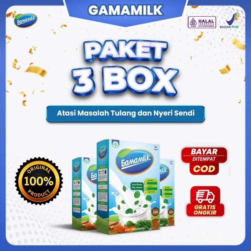 

Paket 3 Box Susu Kesehatan Gamamilk Asli Original Solusi atasi Nyeri Sendi dan Tulang (Ready Stock 100%)