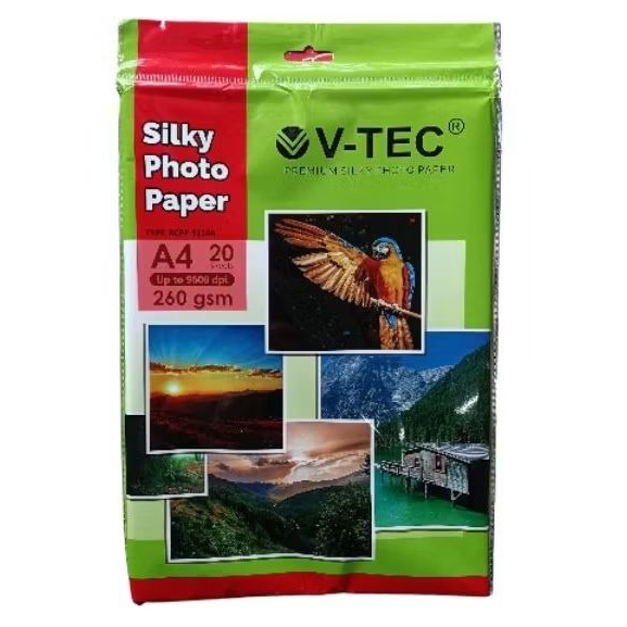 

kertas foto silky A4 260gsm / photo paper silky Vtec