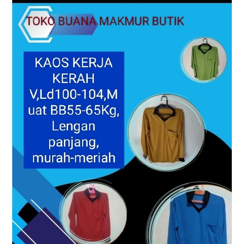 Kaos pria/kerja basahan,kerah v,lengan panjang,LD 102-106