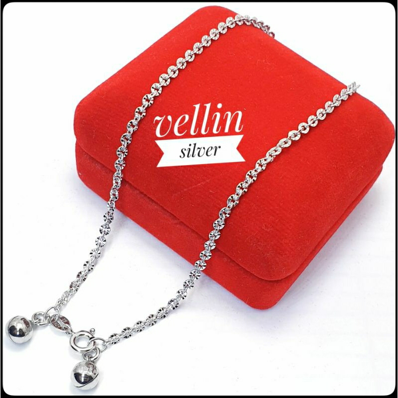 GELANG KAKI PERAK SILVER 925 LAPIS EMAS PUTIH / PERHIASAN GELANG KAKI NORI UKIR PERAK 925 ASLI