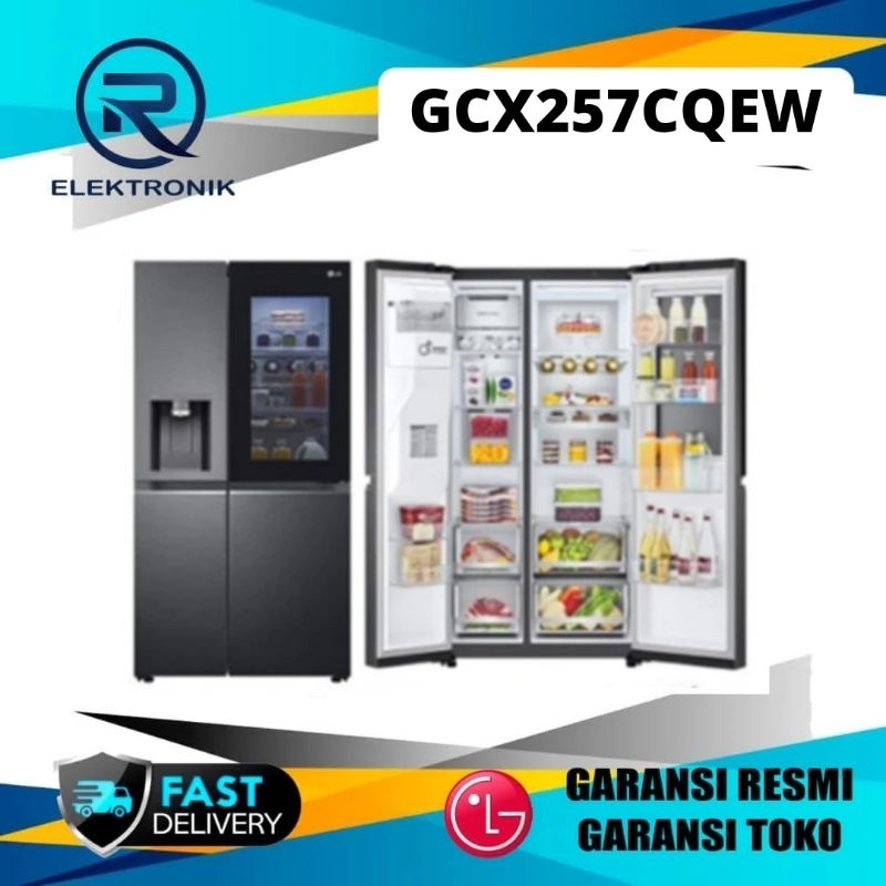 LG GCX257CQEW Kulkas Side by Side 674 L Dispenser Instaview Ice Maker Inverter GCX257CQEW