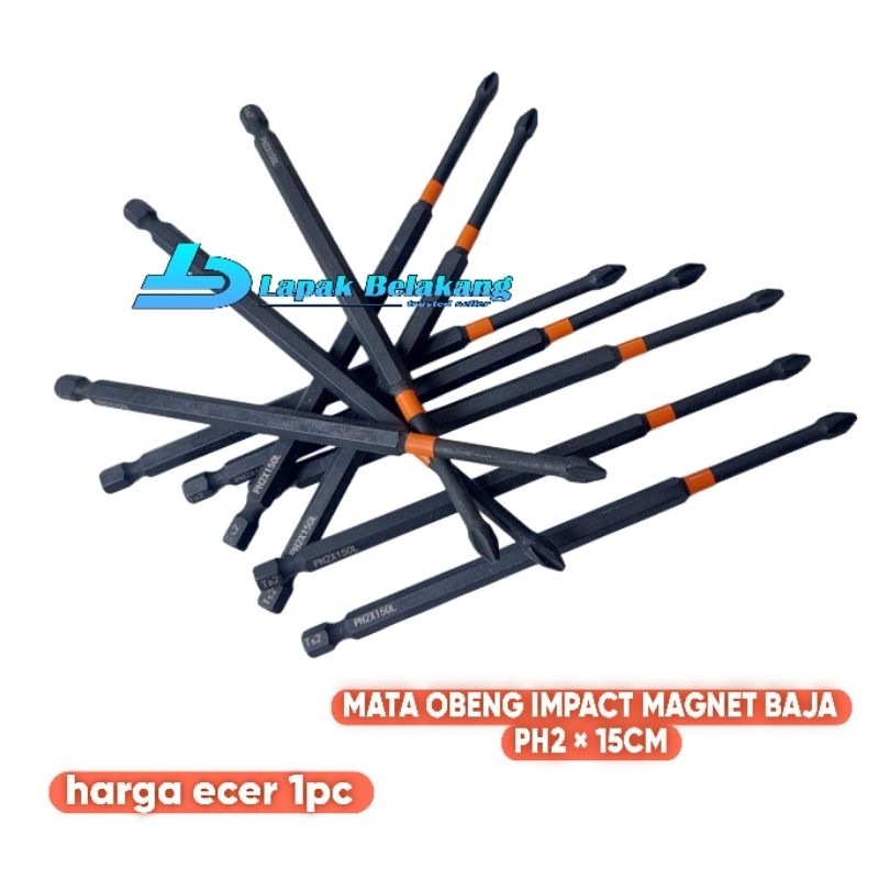MATA BOR OBENG IMPACT PANJANG MATA OBENG MAGNETIK PH2×15CM BAJA KUAT DAN TAHAN LAMA