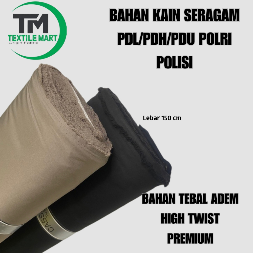 BAHAN KAIN SERAGAM POLRI HIGH TWISH TEBAL 100%ORIGINAL
