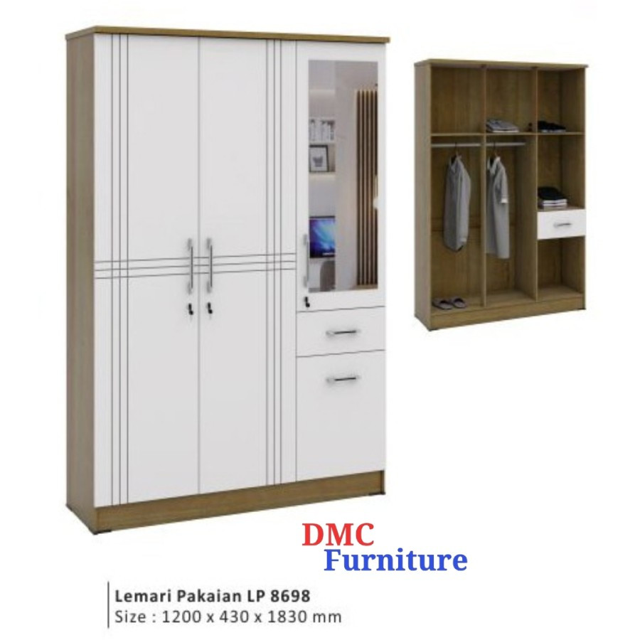 lemari baju/ pakaian 3 pintu kaca lemari baju murah 3pintu