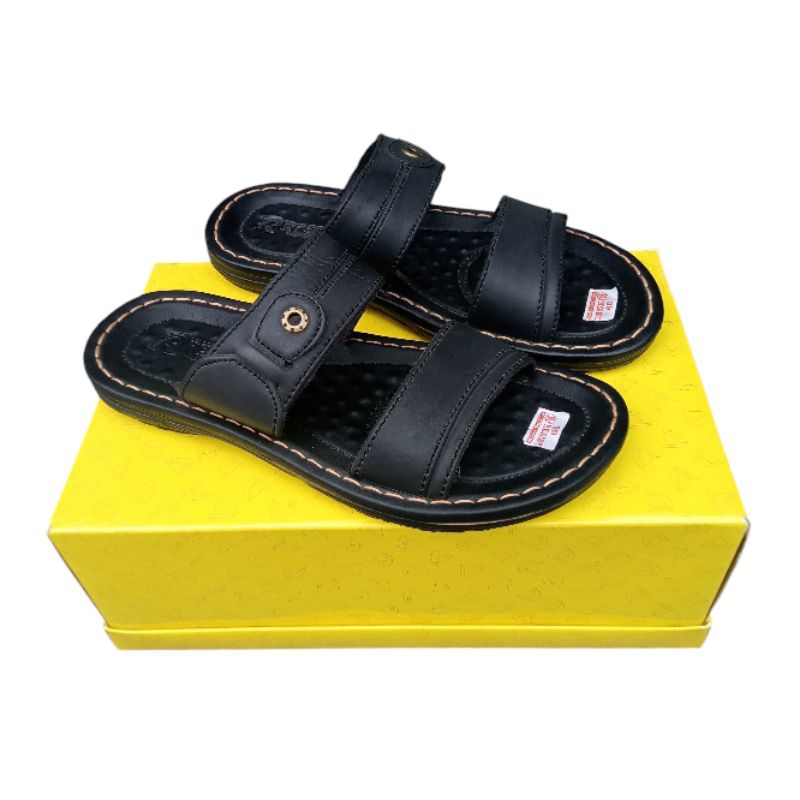 Resist Sandal kulit pria tali strip dua casual model terlaris