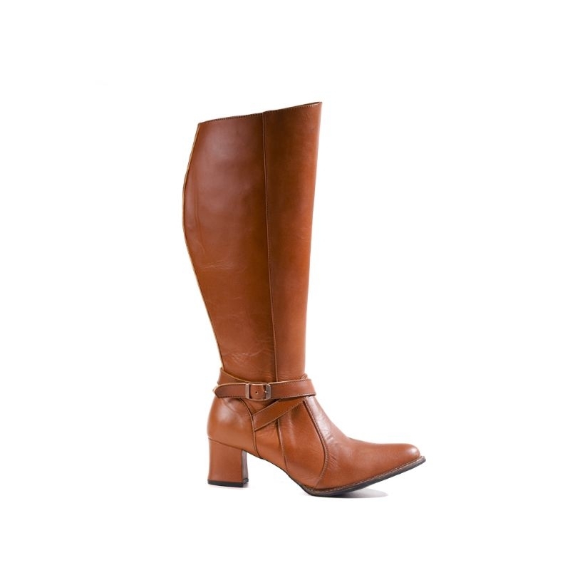 M&T Knee High Boots Wanita Ambrios Tan Leather
