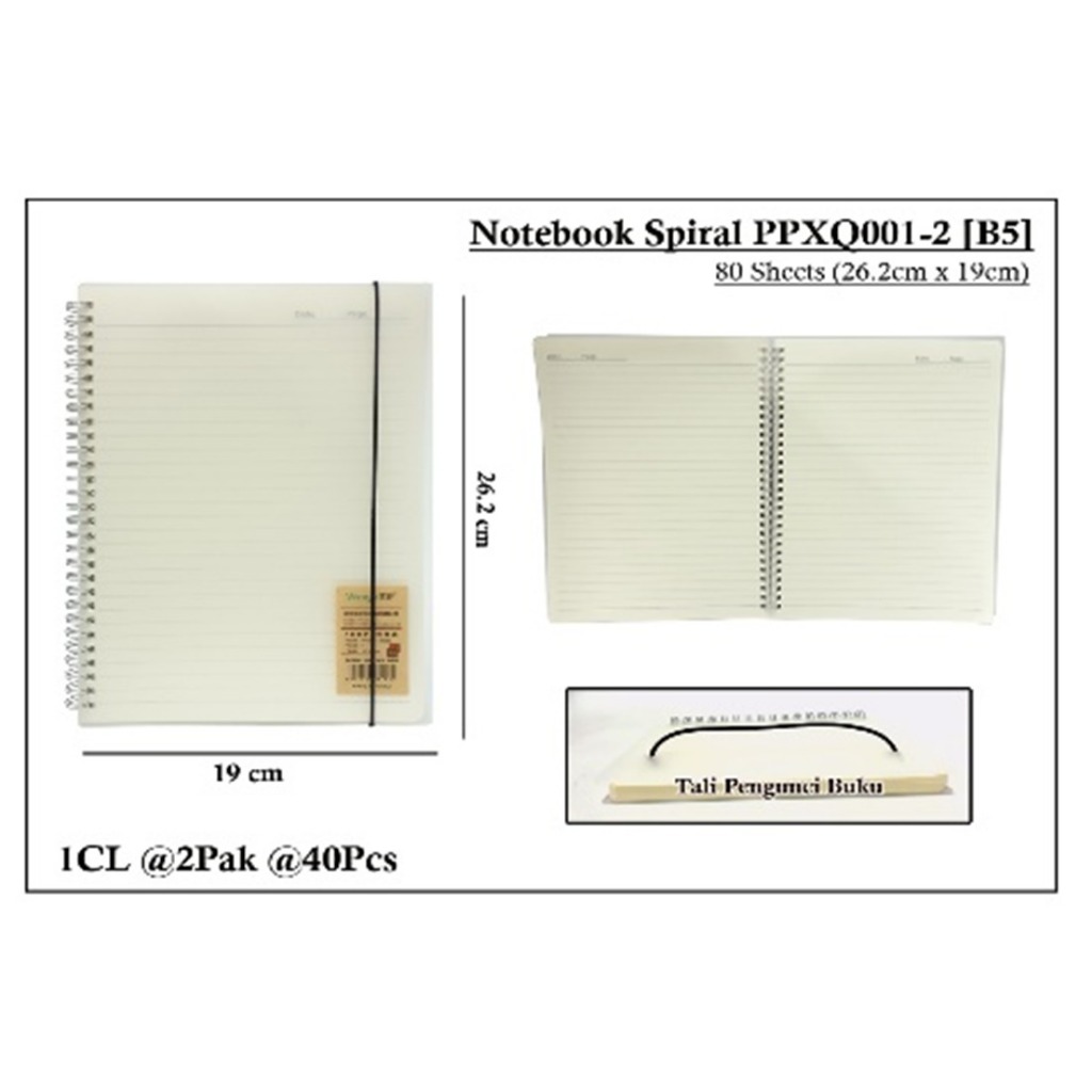 

WENGU NOTEBOOK SPIRAL SOFT RING TRANSPARANT - BUKU CATATAN SPIRAL TALI pxq-001-2 B5 A6