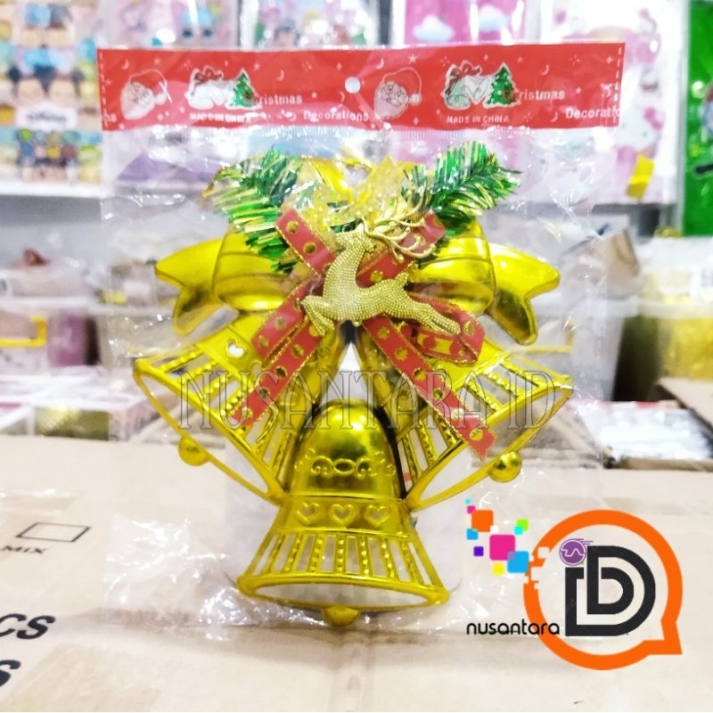 ORNAMEN POHON NATAL LONCENG PITA / hiasan gantung lonceng Krans pohon natal / ornamen dekorasi  xmas