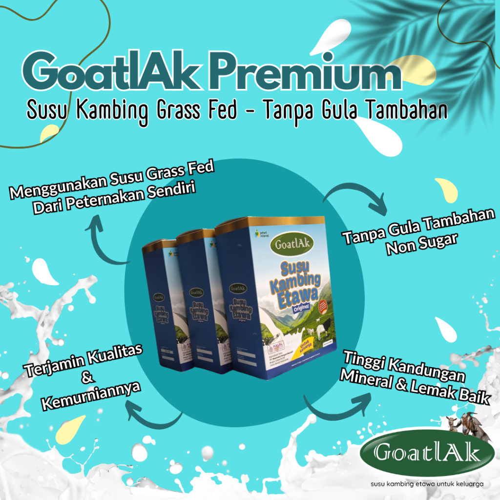 

Basmala Farm Susu Kambing Etawa GoatlAk Premium Tanpa Gula Non Sugar Organik Paket 3 Box BPOM Halal
