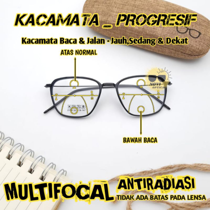 Kacamata Progresif plus Baca dan jalan Antiradisi | kacamata Doubel Focus Baca dan jalan | frame kac