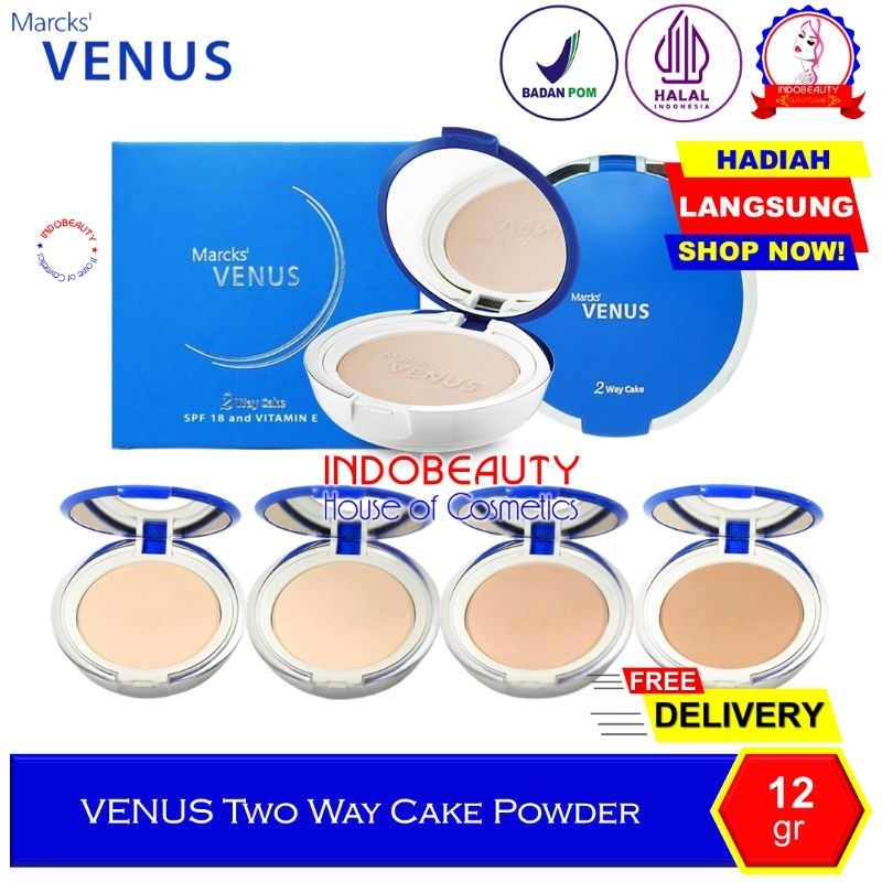 MARCKS VENUS Two Way Cake Bedak Padat Foundation Full Case Kaca
