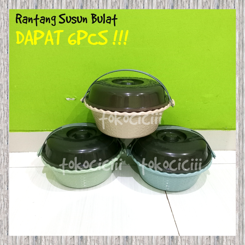 6PCS Rantang susun bulat rantang hajatan besar rantang plastik rantang piknik souvenir berkatan sela