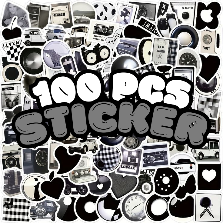 

50/100 Pcs m Sticker Deco Black White Gaya Korea | Sticker Laptop | HP | Ipad | [Sticker Murah]