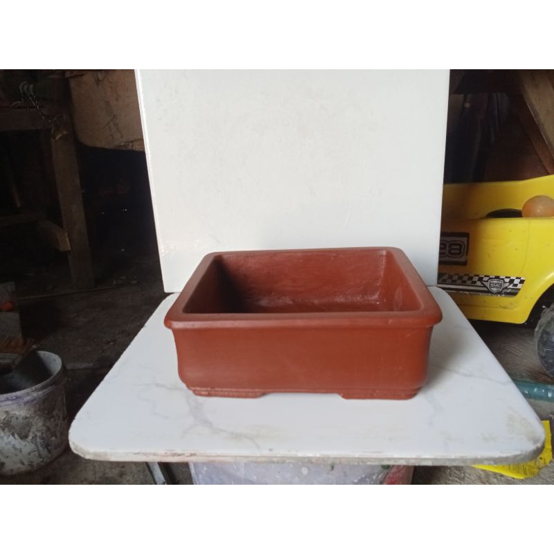pot bonsai persegi panjang, pot bonsai semen, pot bonsai kecil
