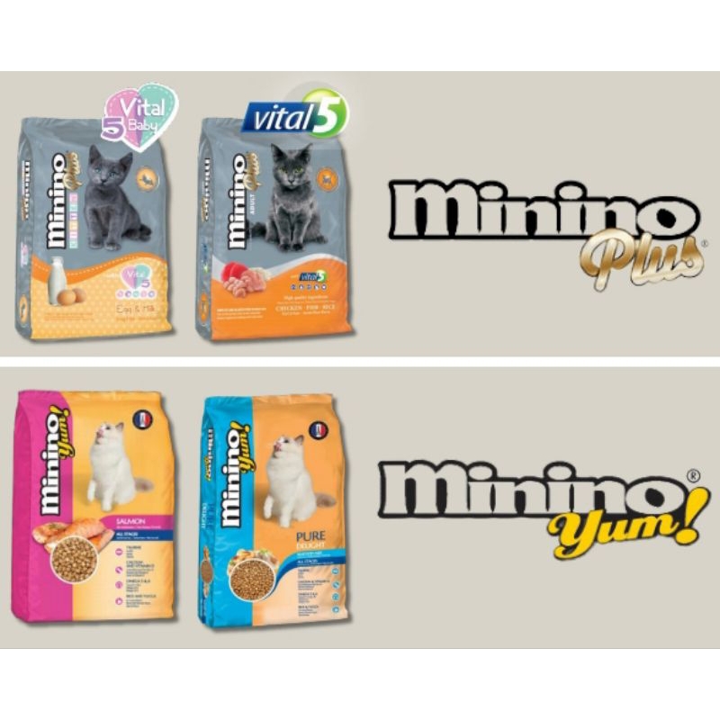 MININO Cat Food Makanan Kucing Kering MININO YUM | MININO Plus Adult | MININO Plus Kitten 500gr