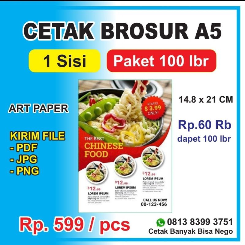 

Brosur a5 paket 100 lbr 1 sisi