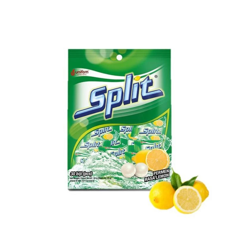 

Permen Split Rasa Lemon / Permen Cola Candy 1 Pack Isi 30pcs 84gr - 1 Dus isi 20 Pack