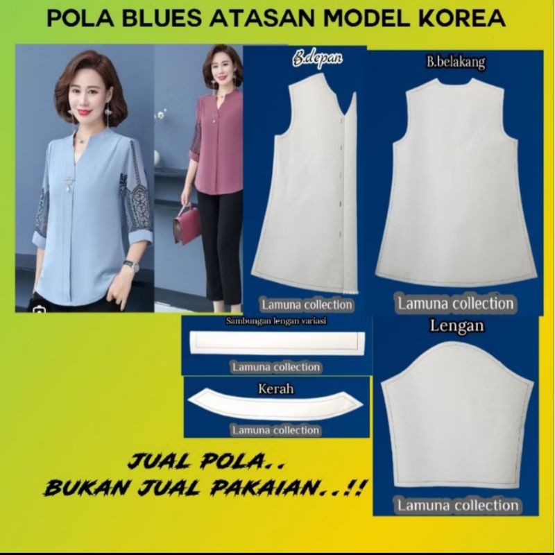 POLA BLUS ATASAN WANITA KOREA