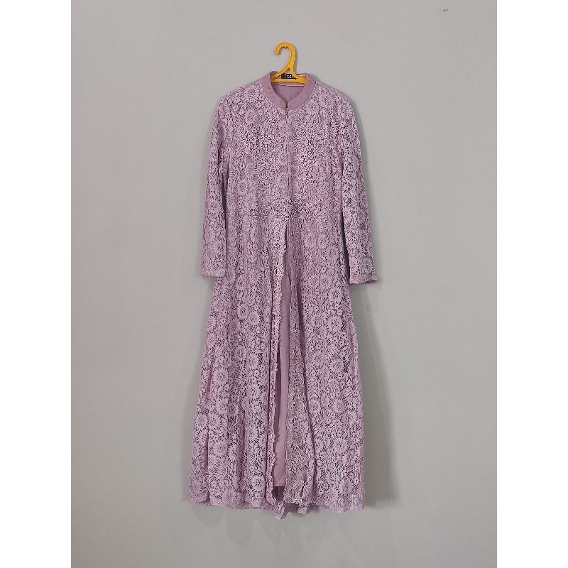 Baju Gamis Brokat/ Baju Pesta/Baju Lebaran Brokat Ungu Merk TOZZO