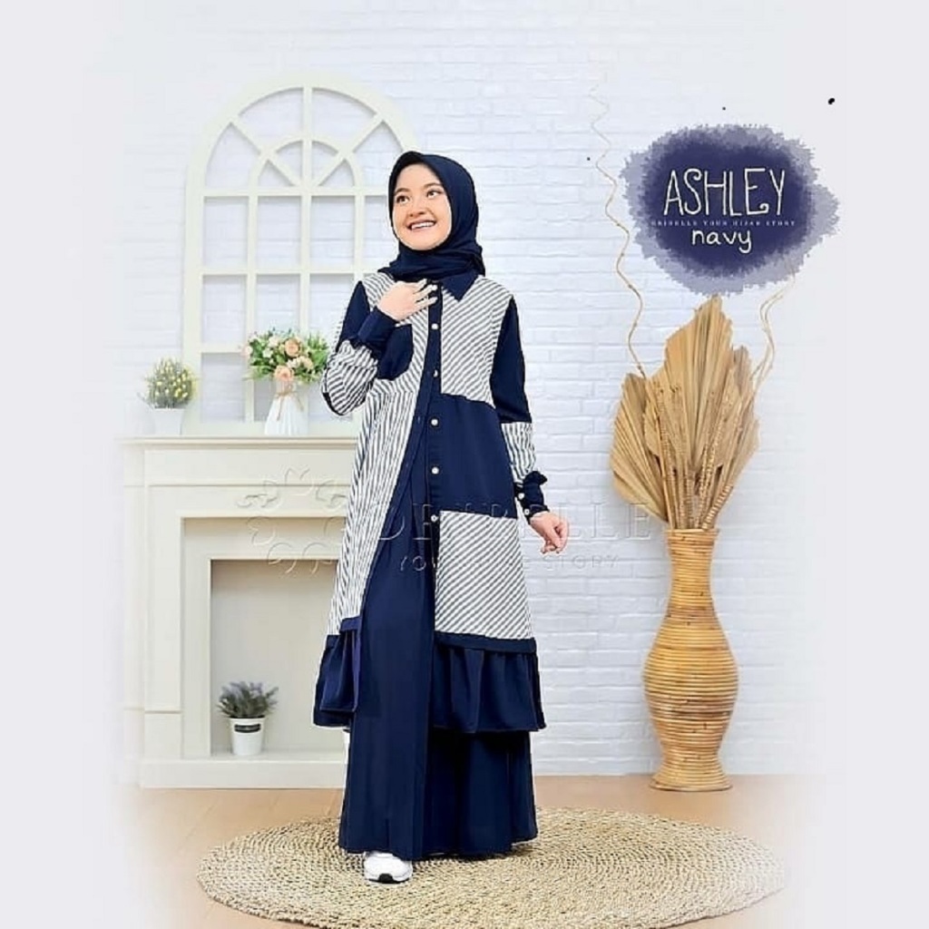 Ashley Kids Setelan Gamis Anak Perempuan One Set Anak Perempuan Tunik + Rok Terbaru 2024 Bisa COD