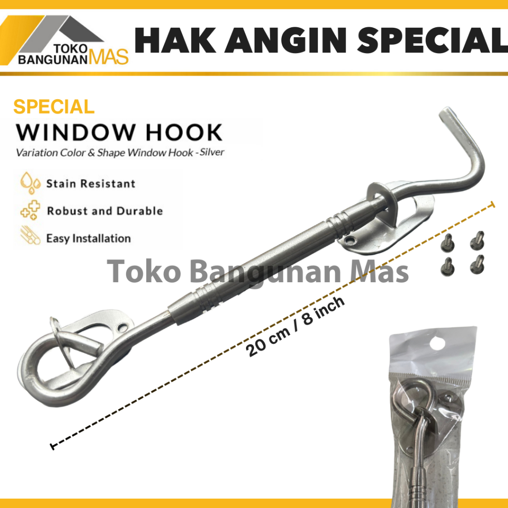 Hak Angin Stainless 8" SPECIAL / Cantolan jendela Stainless 8"