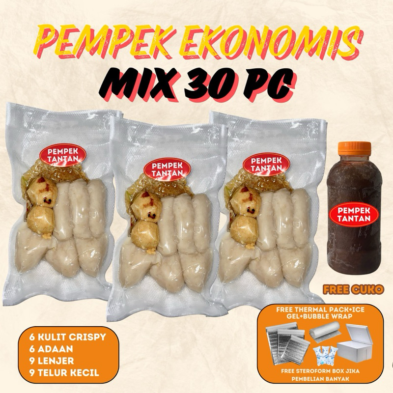 

[Halal] Pempek isi 30 pc Ekonomis asli Palembang mpek mpek empek empek frozen beku premium