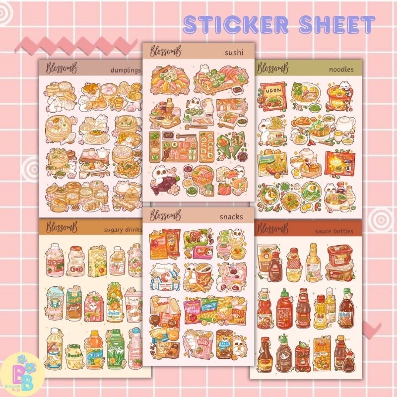 

BlossomB - Hand drawing sticker sheet / waterproof sticker / sticker deco / sticker vinyl aesthetic / handmade sticker / sticker tumblr / stiker anti air / sticker buku journal / sticker HP laptop