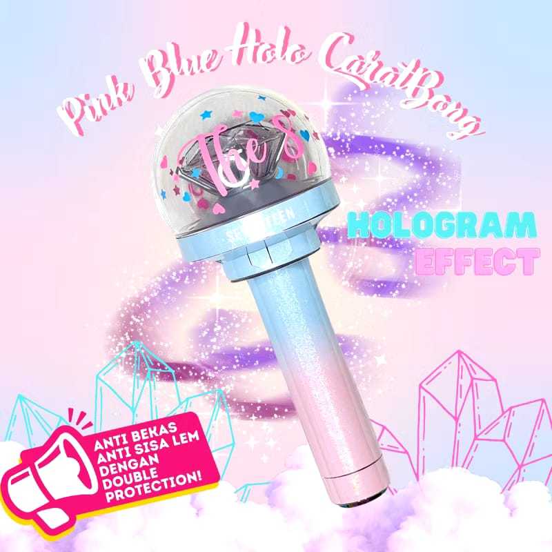 

Ombre Holo Pink Blue Skin Sticker Caratbong Ver 3 | Decoration light stick Seventeen | Vitri | Sticker saja bukan light stick
