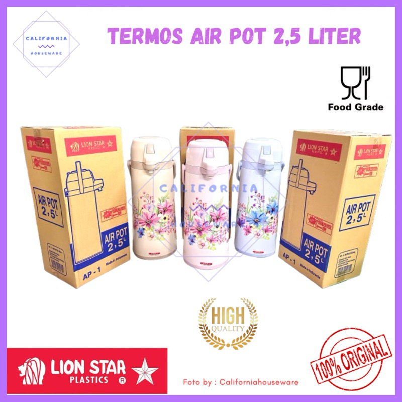 Termos Ap Lion Star 2500 ml / Termos Air Panas Pencet Lion Star 2,5 Liter / Termos Air Panas Pencet 