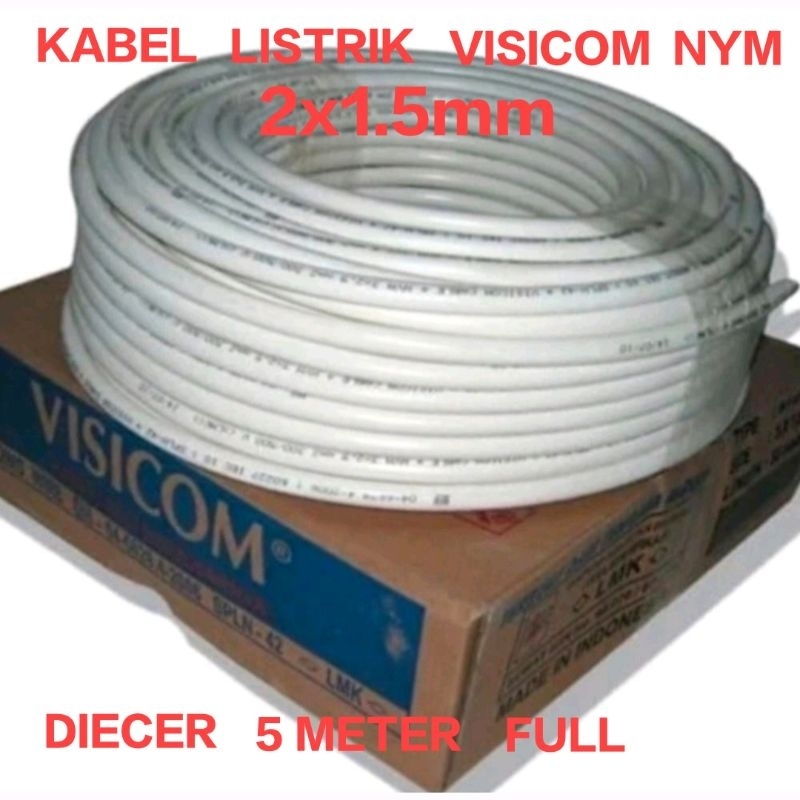 KABEL LISTRIK VISICOM NYM 2X1.5 (5 METER) ECERAN KABEL VISICOM TEMBAGA ASLI 5 METER