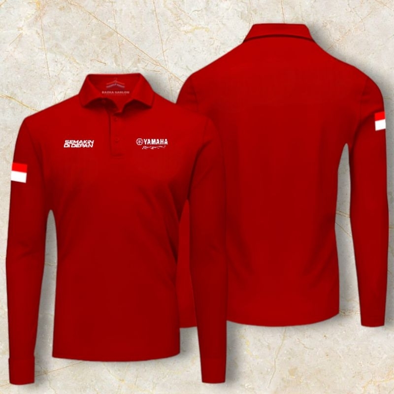 Kaos Krah Lakos PE Yamaha Baju Yamaha Merah Lengan Panjang