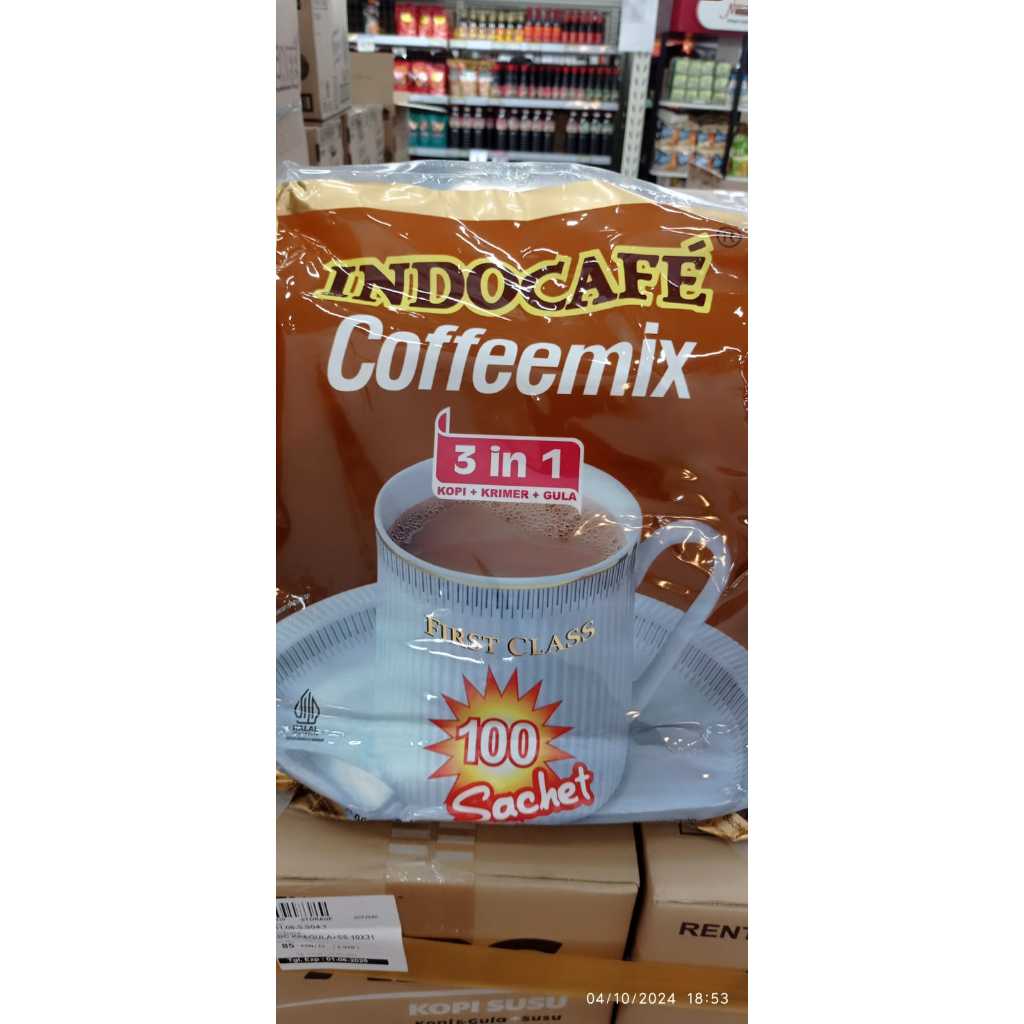 

INDOCAFE COFFE MIX 3 IN 1 BAG 100X20GR (ISI 100 SACHET) - SATUAN DAN PER DUS