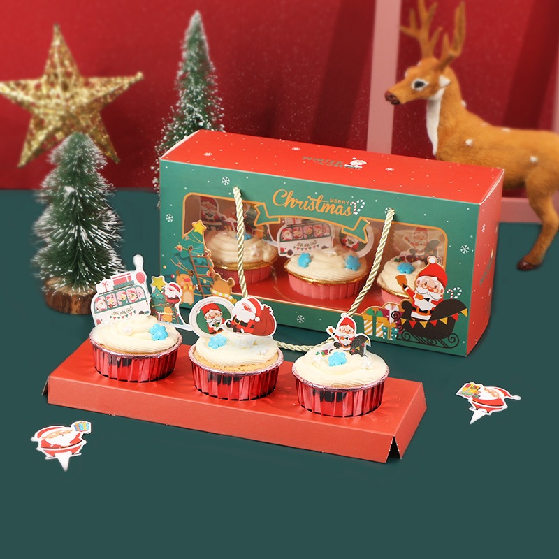 

Satuan- Box alas isi 3 cupcake motif edisi Natal Christmas/ Box gift hamper Natal