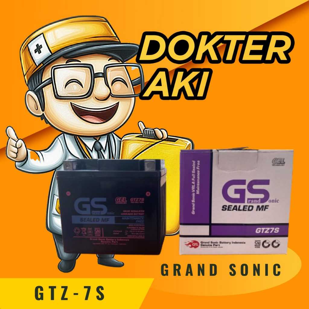 Aki Motor Vario Sonic  Bergaransi Aki Kering GTZ7S, Merk : GRAND SONIC GTZ-7S MF