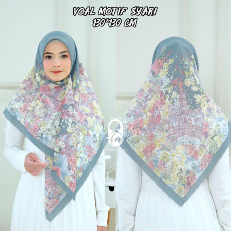Segi Empat Voal Motif Syari 130x130 Jumbo