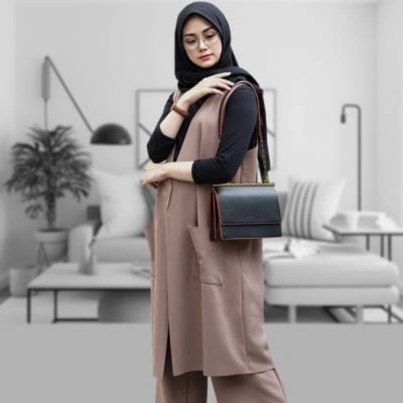 long vest wanita tanpa lengan outer/cardigan kekinian
