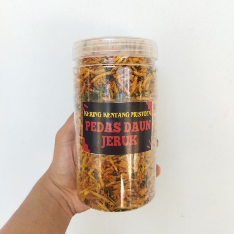 

kering kentang mustofa jar 1000ml 330g rasa pedas daun jeruk, kentang mustofa, keripik kentang