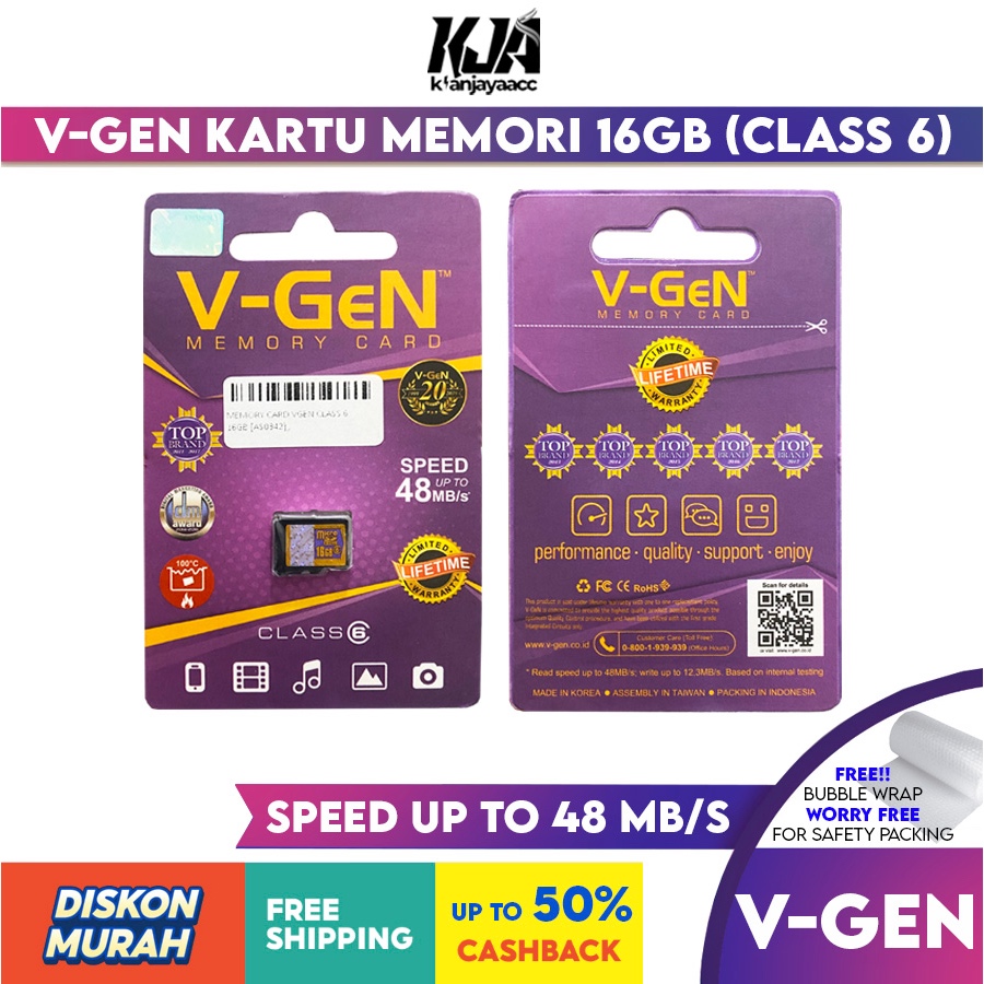 V-GEN 16 GB - Kartu Memori Microsd Card Vgen 16GB Class 6 Original Memory Hp Micro SD