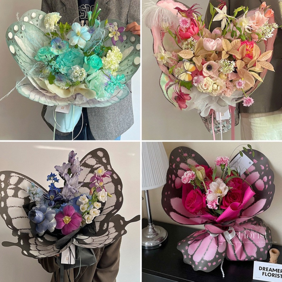 

Super Premium READY2PCS Karangan Bunga Kupukupu Bentuk Kertas Kemasan Kertas Kertas Buket Bunga FlowerKertas Buket Korea Bunga Flower