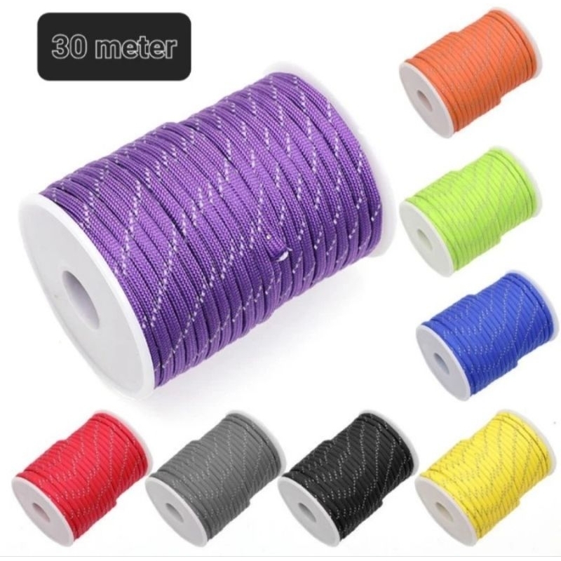 Tali prusik 3mm reflektif rollan panjang 30meter cord tend TU2T